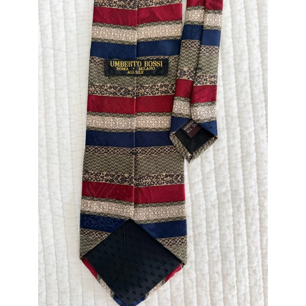Mens Silk Tie Lot 7pc John Comfort Umberto Bossi Paisley Striped Geometric Silk